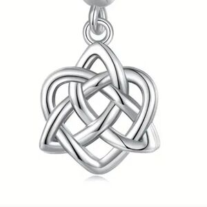 Celtic Heart Trinity Knot Sterling Silver Pendant for Bracelet.